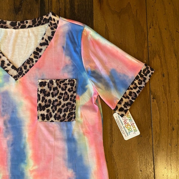 Leopard Tie-Dye Boutique V-Neck Top XL - Picture 5 of 6